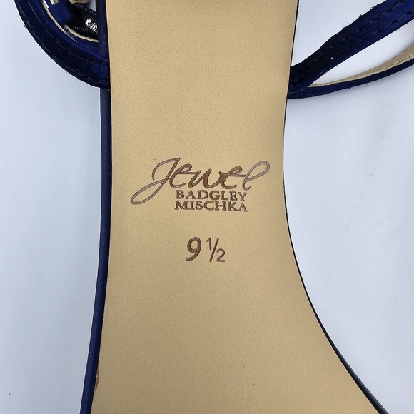 Jewel Badgley Mischka Dagny Strappy Low Block Heel Sandals, Navy Blue, Women 9.5 - Picture 14 of 16